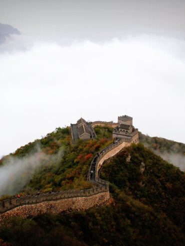 aerial photography of great wall of china
