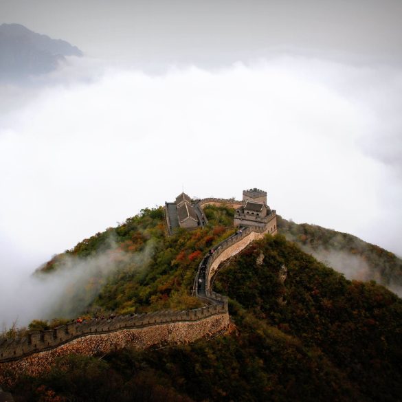 aerial photography of great wall of china