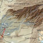 Річка Гільменд на мапі Афганістану та Ірану